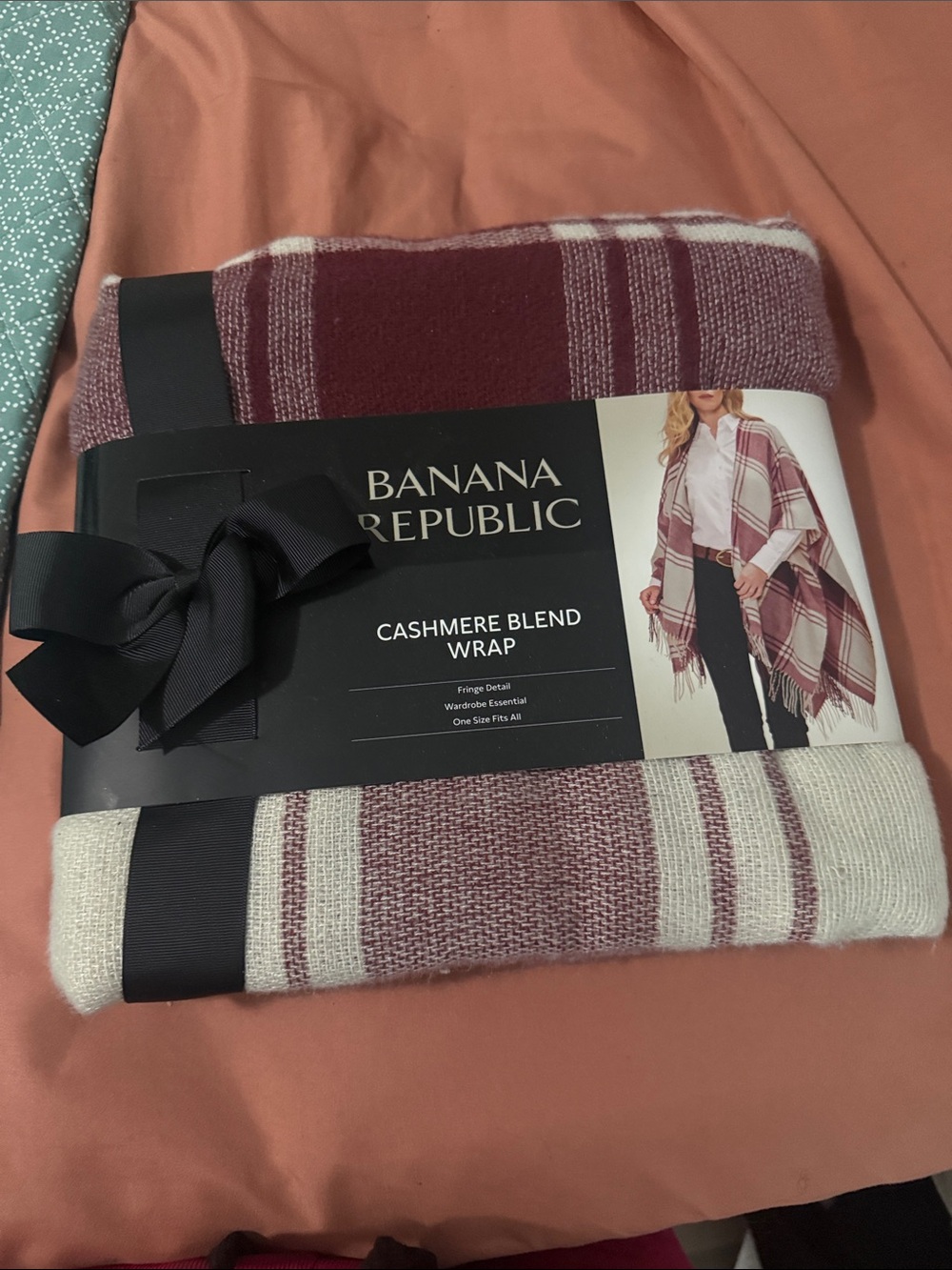 Banana Republic Plaid Cashmere-Blend Wrap in Burgundy and Cream